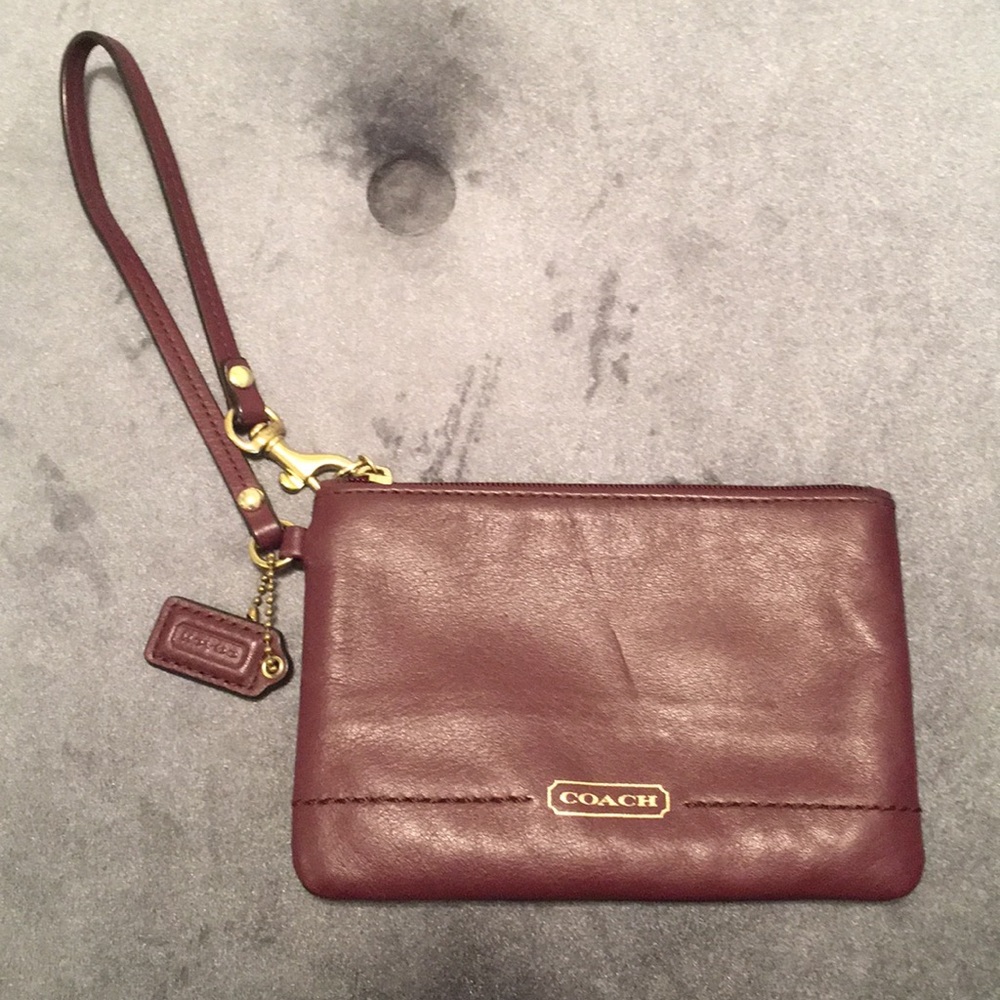 Burgundy Coach Wristlet